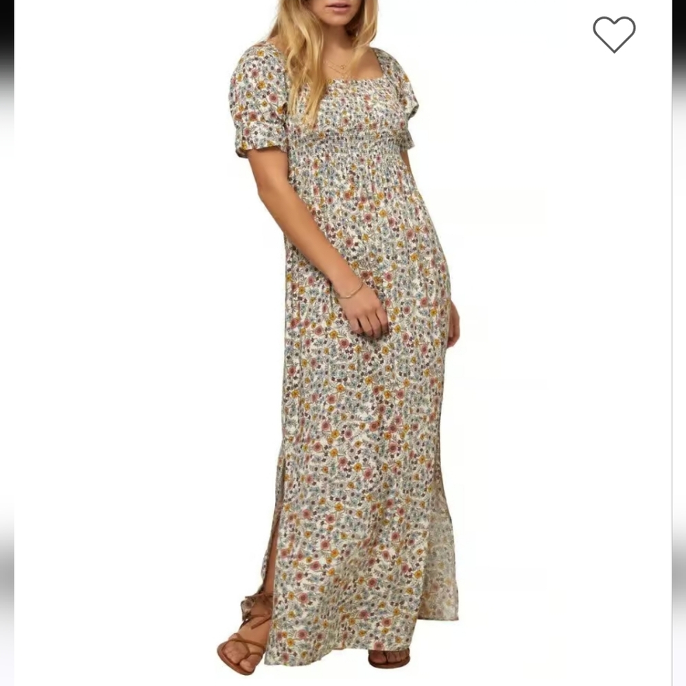 O'Neill Floral Palma Woven Smocked Bodice Maxi Dress - Size Medium